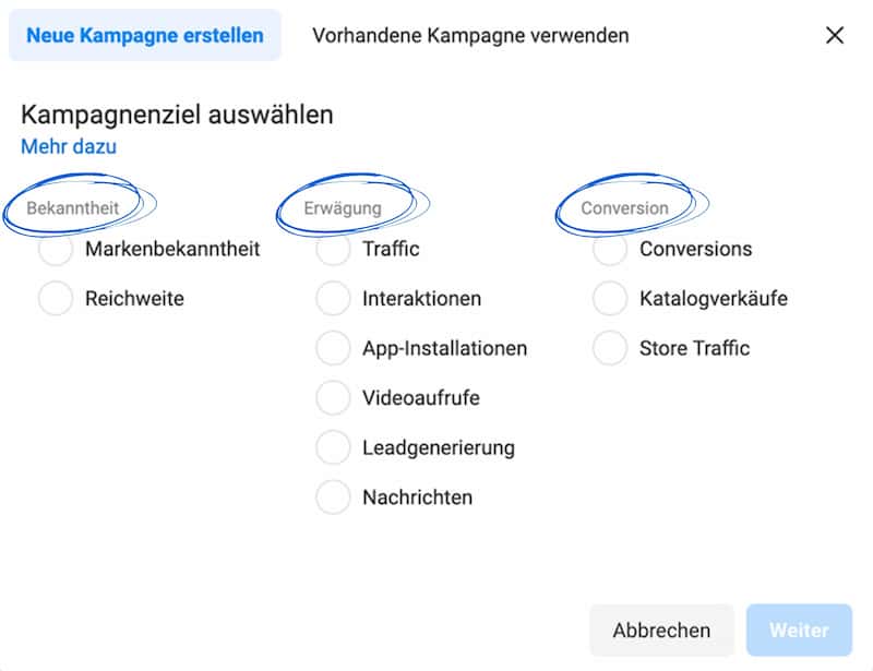 Kampagnenziele Facebook Ads Kampagnenziele Facebook Ads