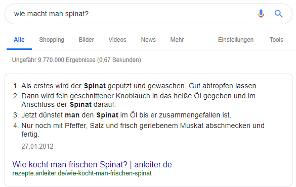 Auflistung
