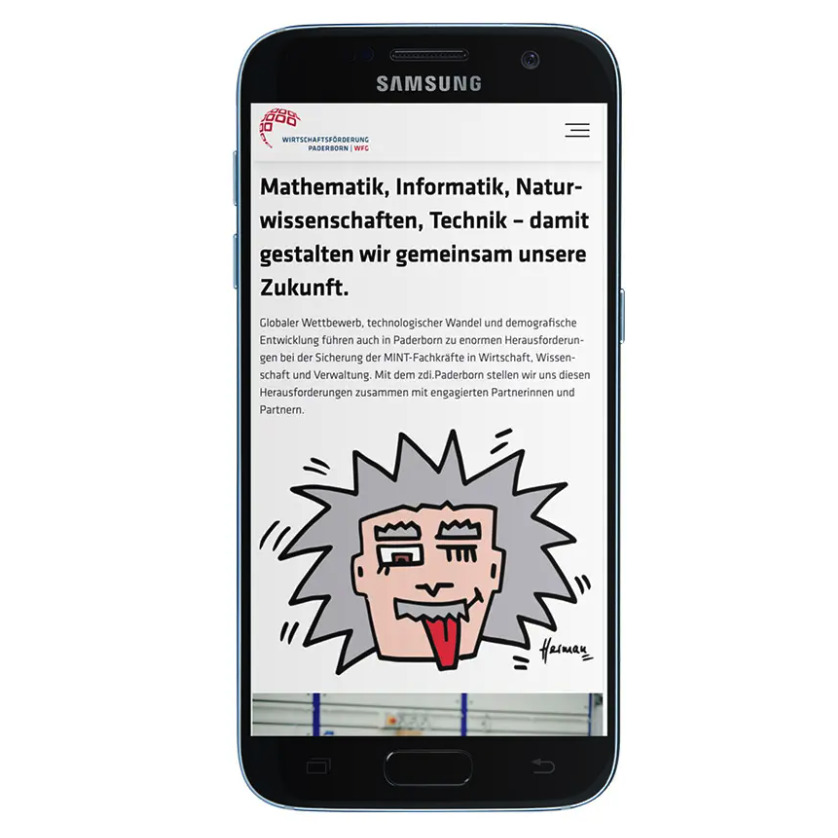 Website Wirtschaftsförderung Paderborn mobile Ansicht