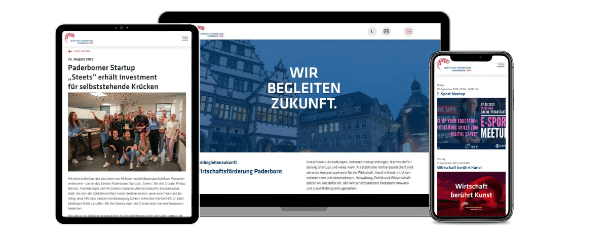 Responsive Seitendarstellung der WFG Paderborn